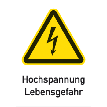 Schild "Hochspannung Lebensgefahr" aus Kunststoff, 297x210 mm