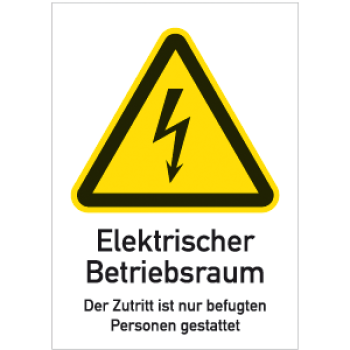 Schild "Elektrischer Betriebsraum" aus Kunststoff 297 x 210 mm
