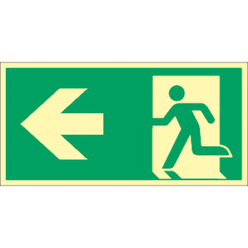 Schild "Notausgang links" langnachleuchtend aus Kunststoff 20,0 x40,0 cm