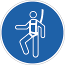 Schild "Auffanggurt benutzen" aus Folie selbstklebend Ø 20,0 cm